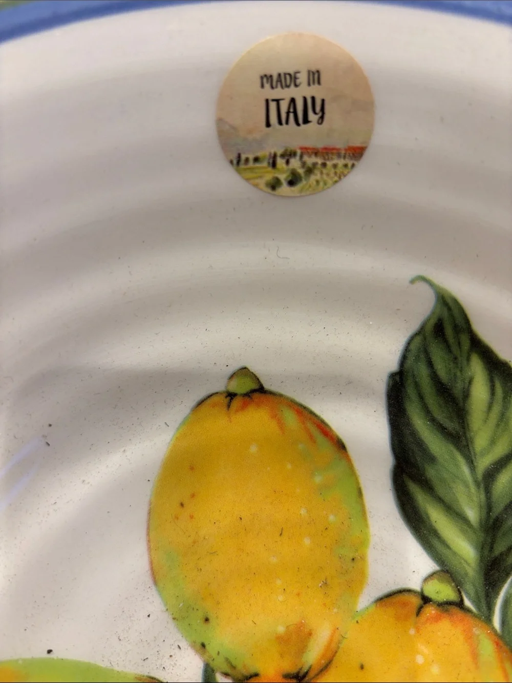 Ceramic Lemon Serving Bowl - Yellow & Blue made in Italy
